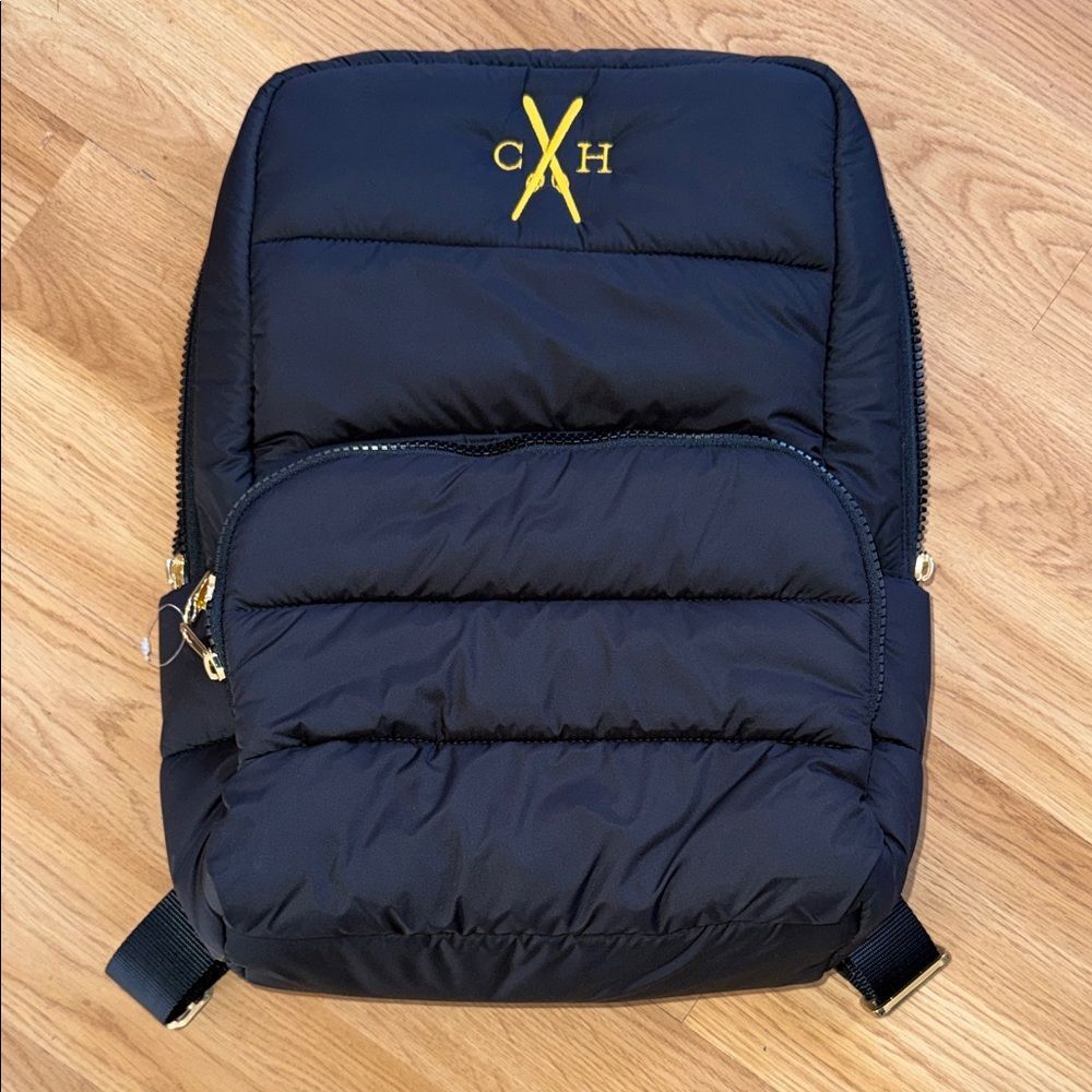 Mark & Graham Black Backpack Puffer Quilted Gold Hardware